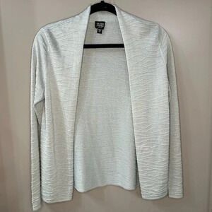 Eileen Fisher Silk Open Front Cardigan Light Weight Blue Sweater Petite Small